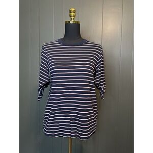 & Other Stories Navy White Striped Short Sleeve‎ Top US 6